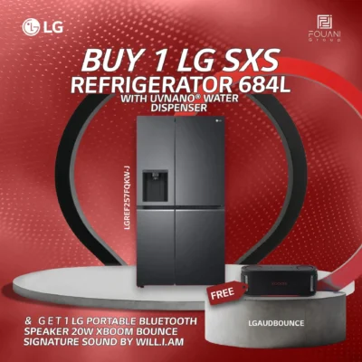 LG SxS Refrigerator 684L (GC-J257FQKW) with UVnano® Water Dispenser